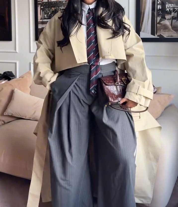 Khaki deconstructed long trench coat
