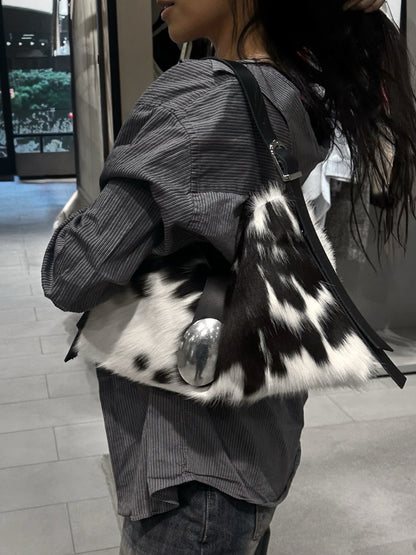 Handmade natural cowhide underarm bag