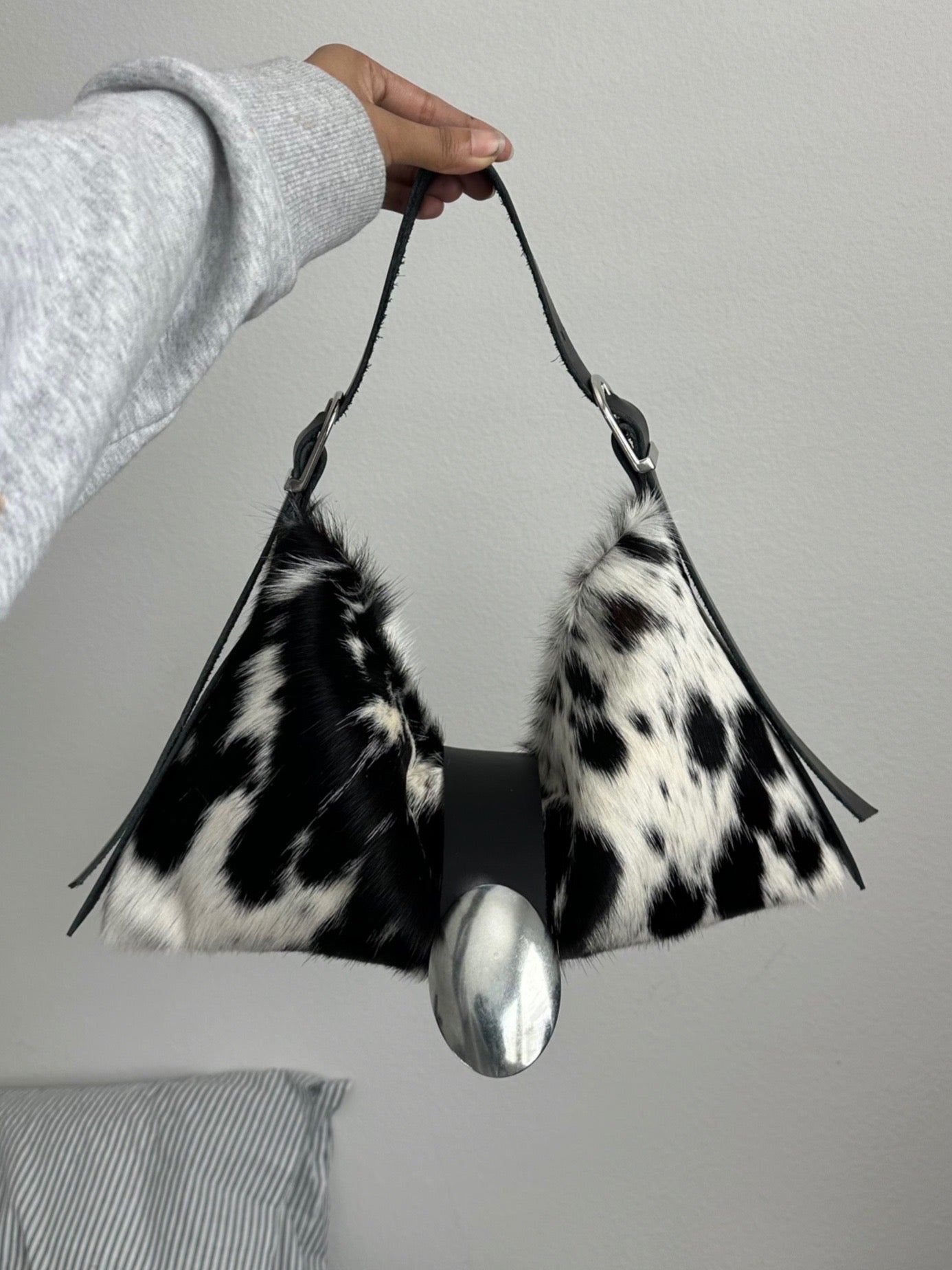 Handmade natural cowhide underarm bag