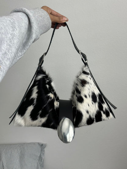 Handmade natural cowhide underarm bag