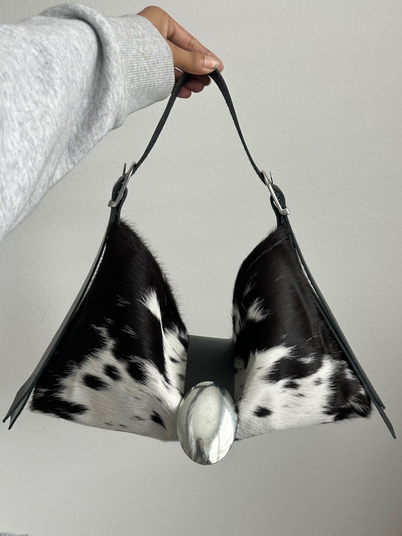 Handmade natural cowhide underarm bag