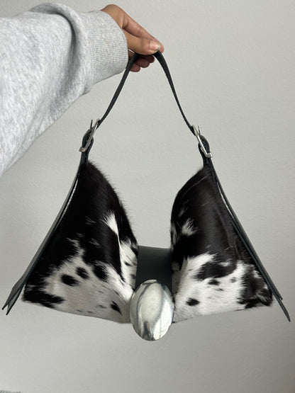 Handmade natural cowhide underarm bag