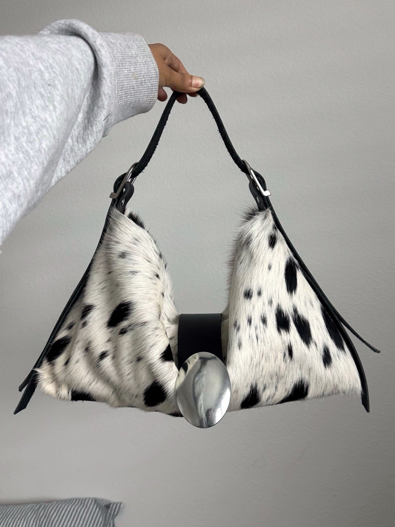 Handmade natural cowhide underarm bag