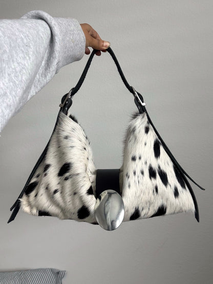 Handmade natural cowhide underarm bag