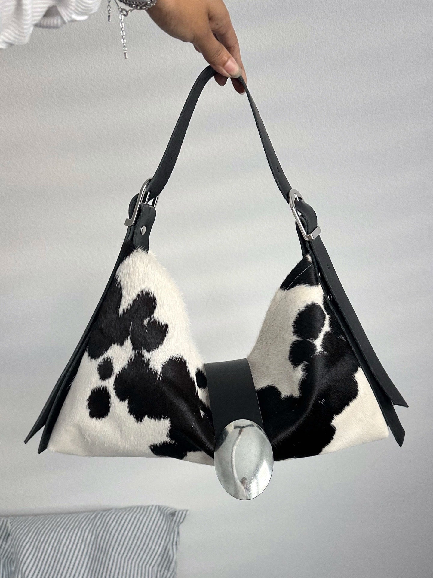 Handmade natural cowhide underarm bag