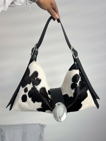 Handmade natural cowhide underarm bag