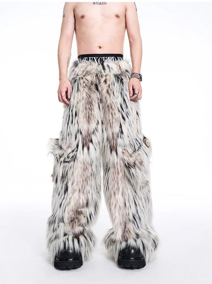 Thick Faux Fur Wide Leg Pants