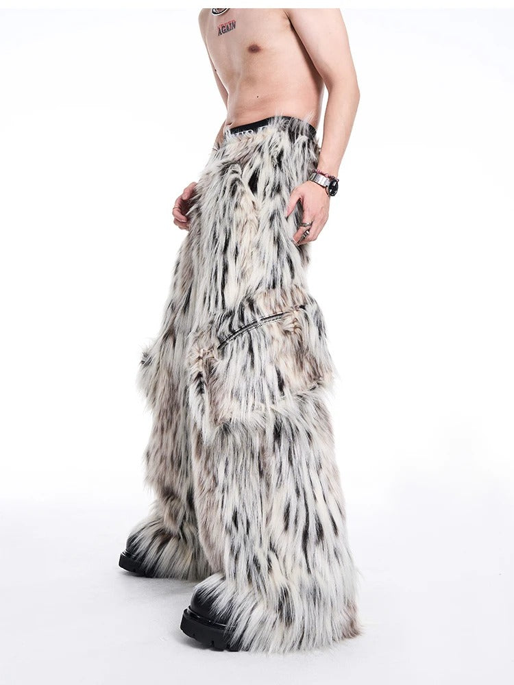 Thick Faux Fur Wide Leg Pants