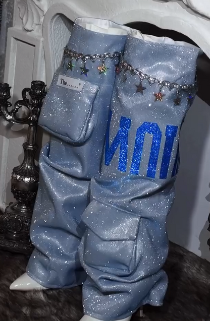 Shiny leggings and shoe covers