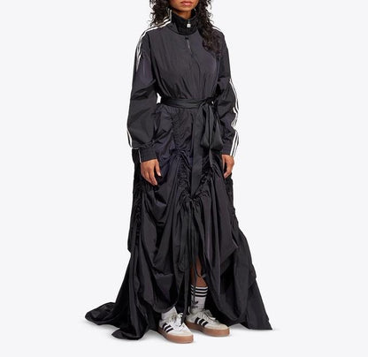 Stand-up collar sporty maxi dress