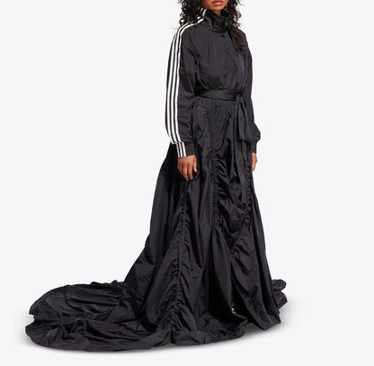 Stand-up collar sporty maxi dress