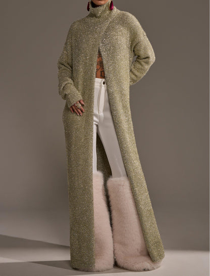 Gold metallic long-sleeved sweater