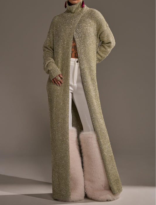 Gold metallic long-sleeved sweater