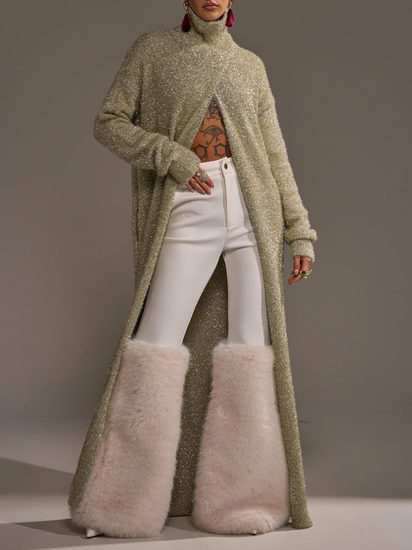 Gold metallic long-sleeved sweater