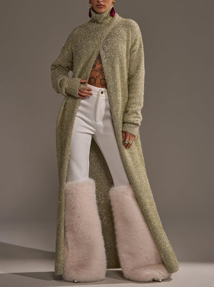 Gold metallic long-sleeved sweater