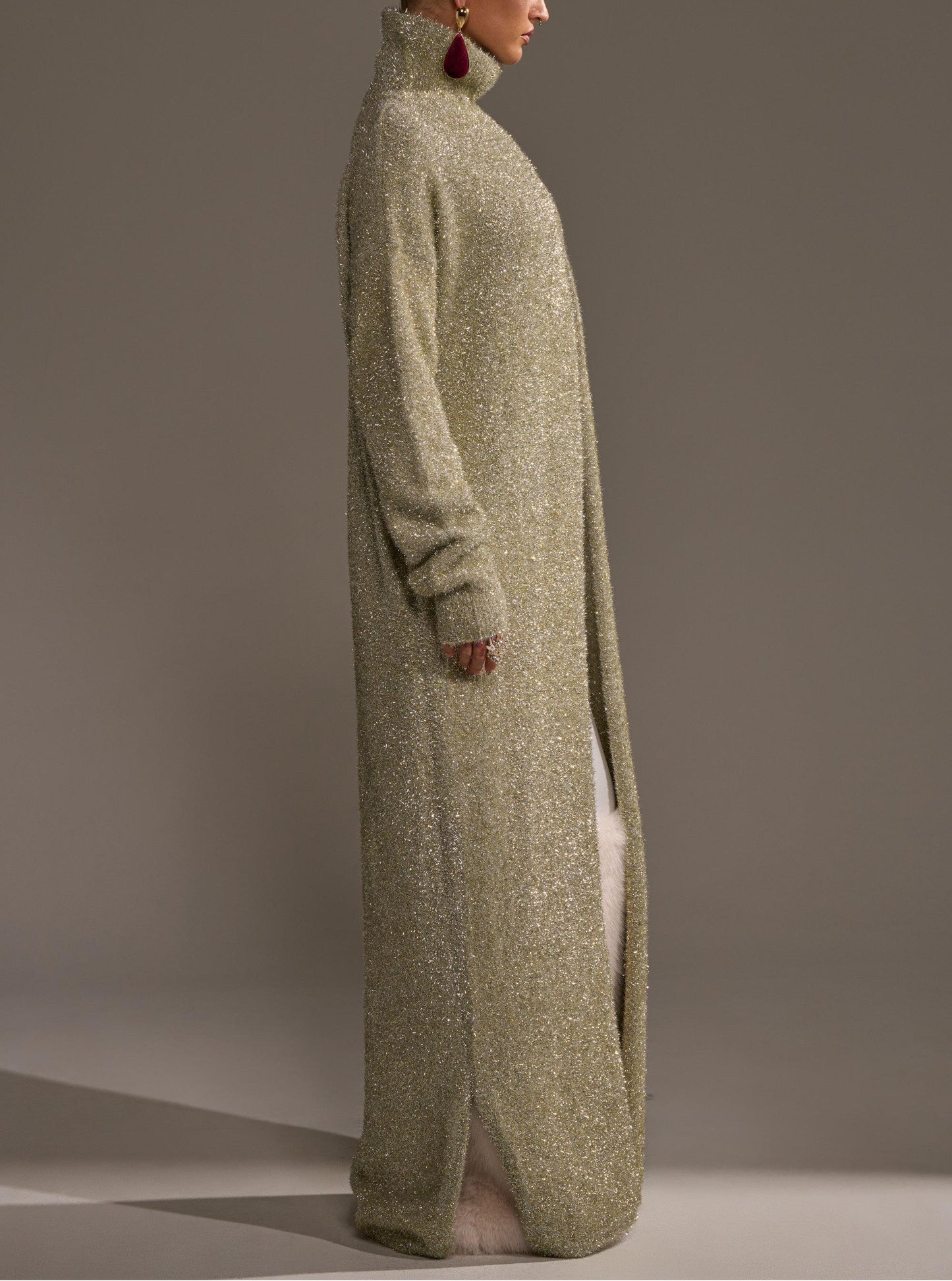 Gold metallic long-sleeved sweater