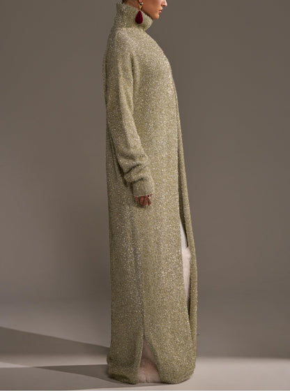 Gold metallic long-sleeved sweater
