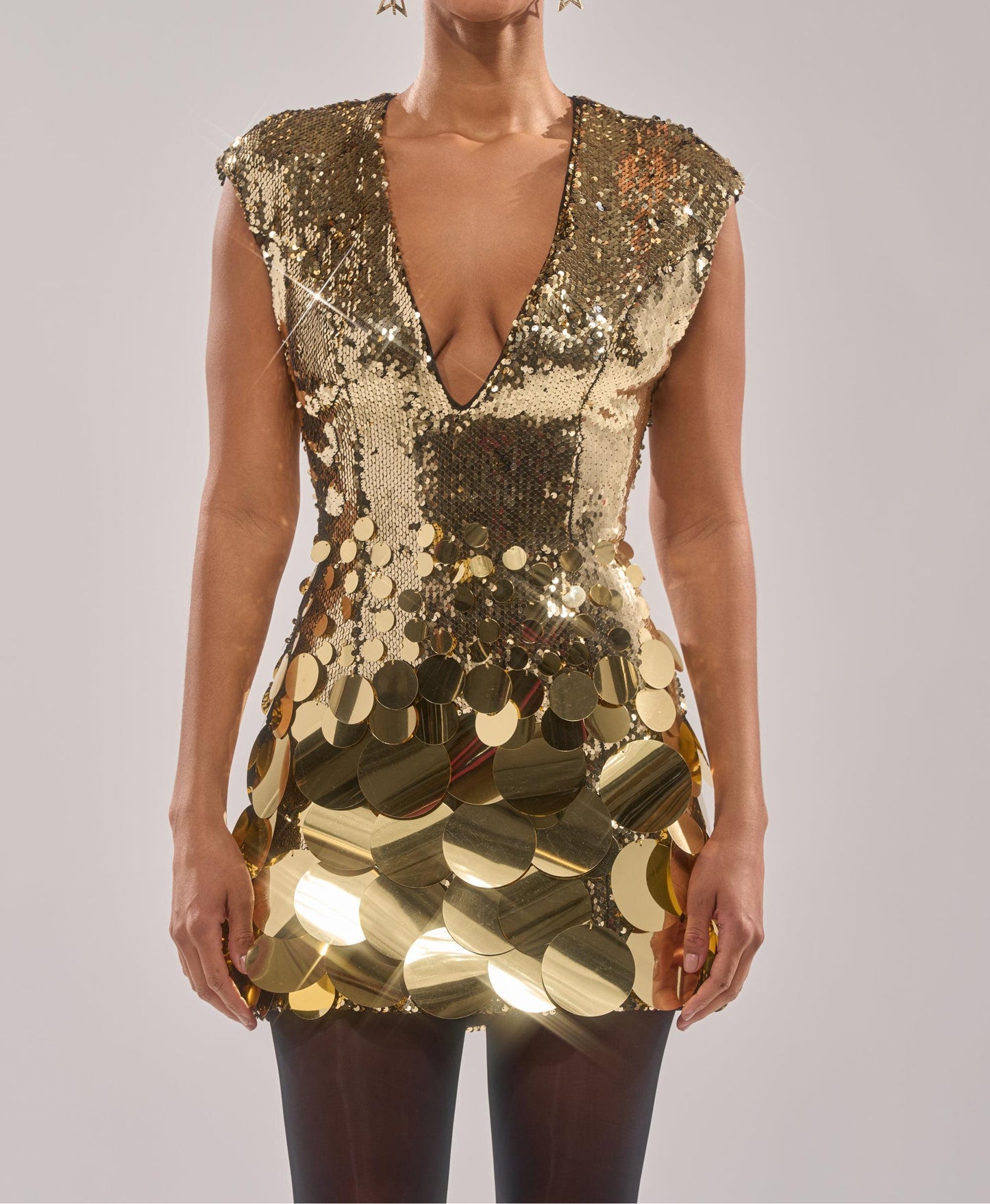 Gold sequined mini dress