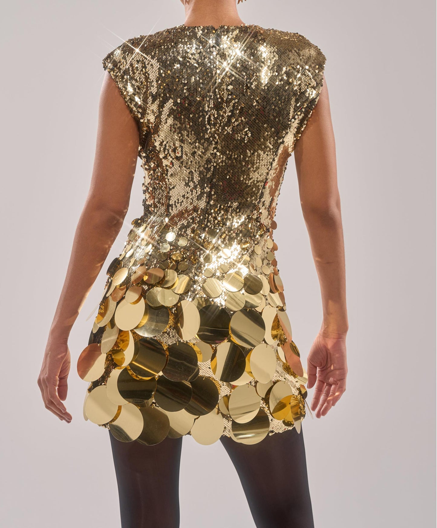 Gold sequined mini dress