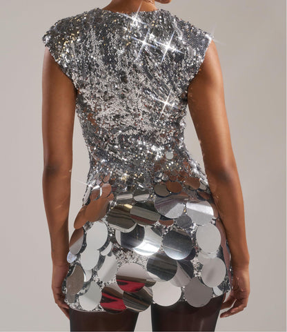 Gold sequined mini dress