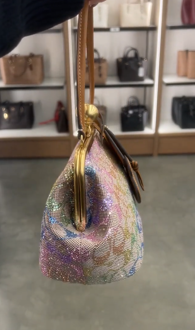 Small Kiss Lock Rainbow Crystal Eyeglass Frame Bag