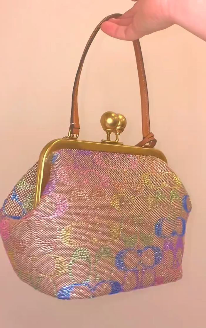 Small Kiss Lock Rainbow Crystal Eyeglass Frame Bag