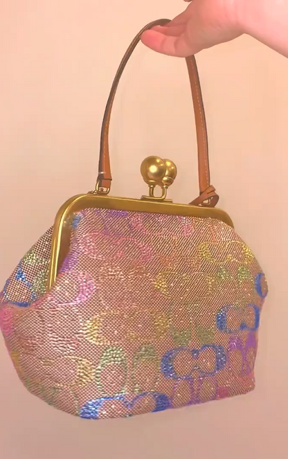 Small Kiss Lock Rainbow Crystal Eyeglass Frame Bag