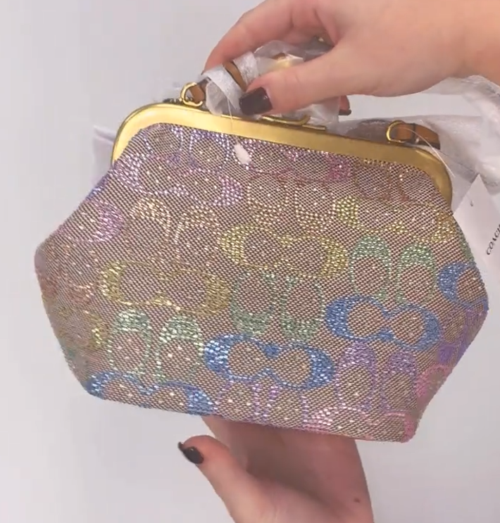 Small Kiss Lock Rainbow Crystal Eyeglass Frame Bag