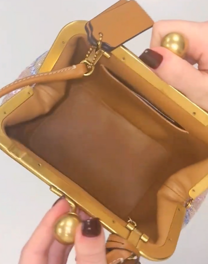 Small Kiss Lock Rainbow Crystal Eyeglass Frame Bag