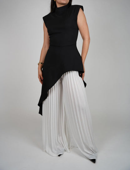 Elegant Pleated Pants Suit