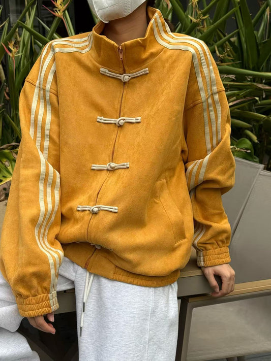 Patchwork Chinese-style stand-up collar jacket