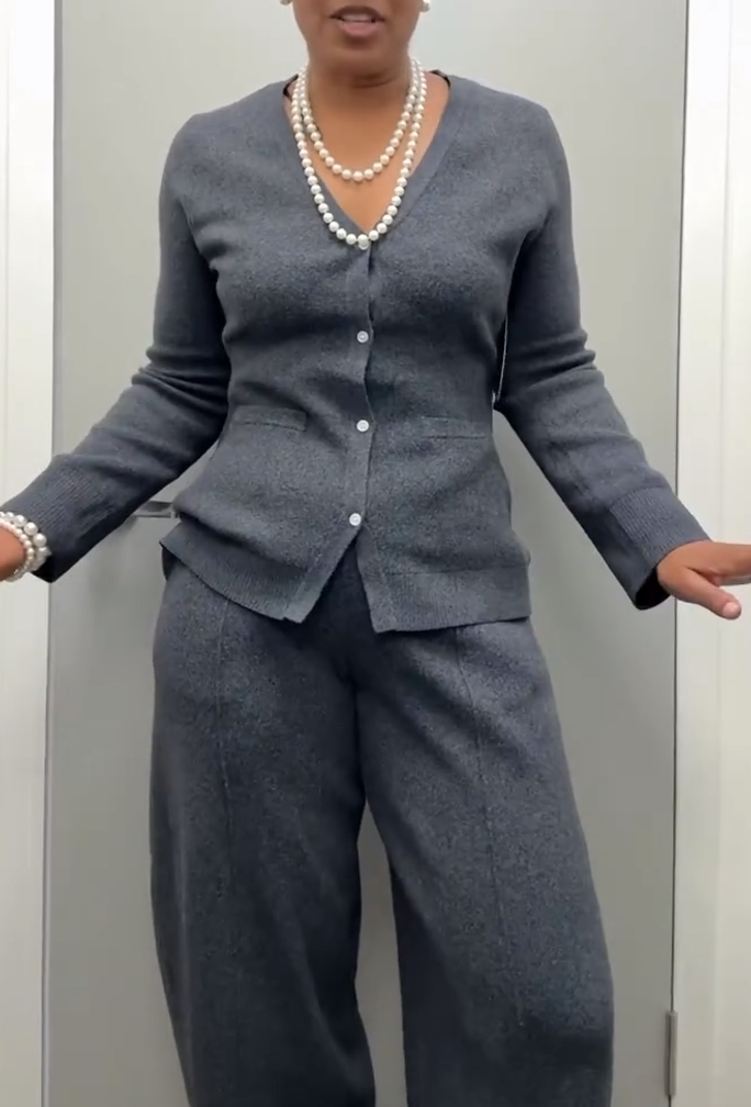 Charcoal gray cardigan two-piece set