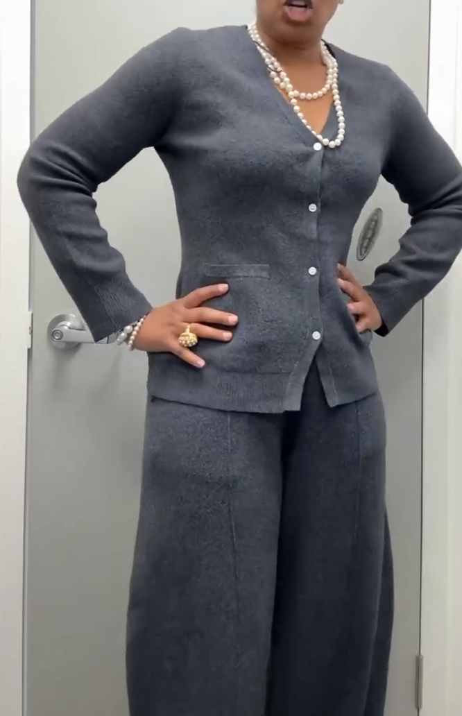 Charcoal gray cardigan two-piece set