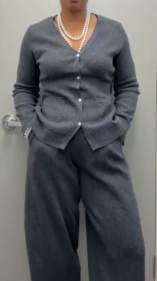 Charcoal gray cardigan two-piece set