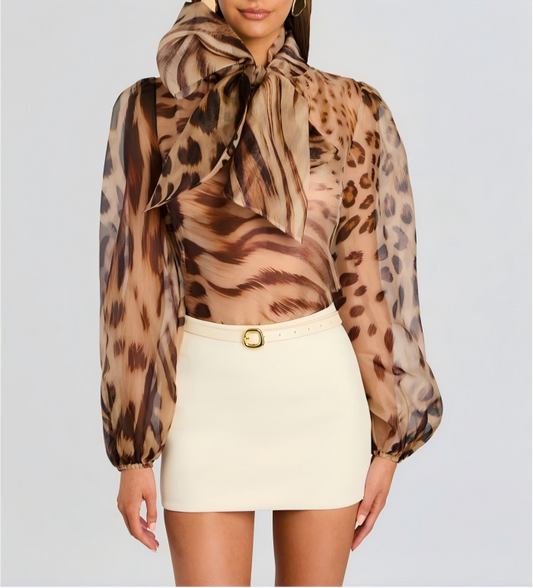 Silk animal print shirt
