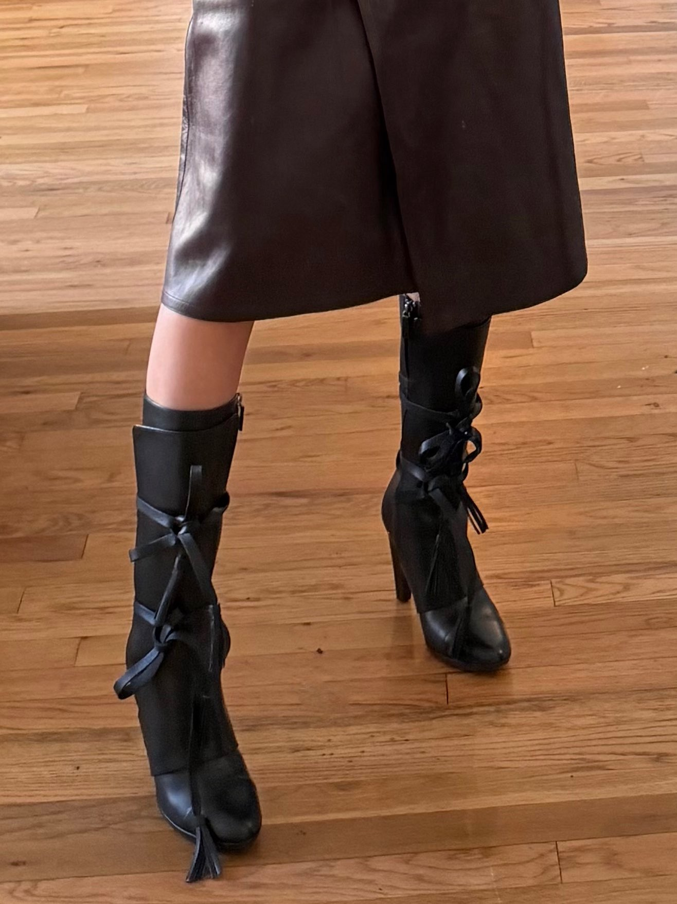 Perforated leather boots