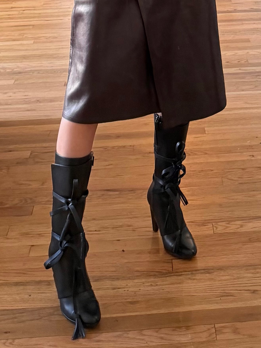 Perforated leather boots