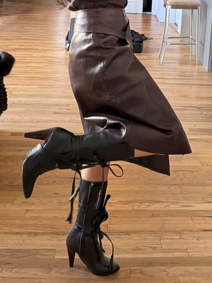 Perforated leather boots