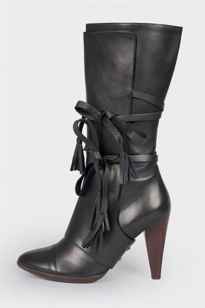 Perforated leather boots