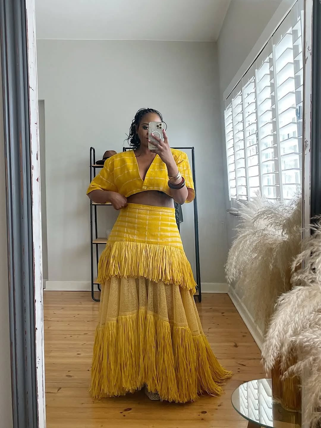 Hand-woven tassel skirt set