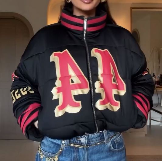 Team-style cotton-padded short jacket