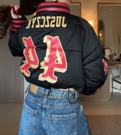 Team-style cotton-padded short jacket