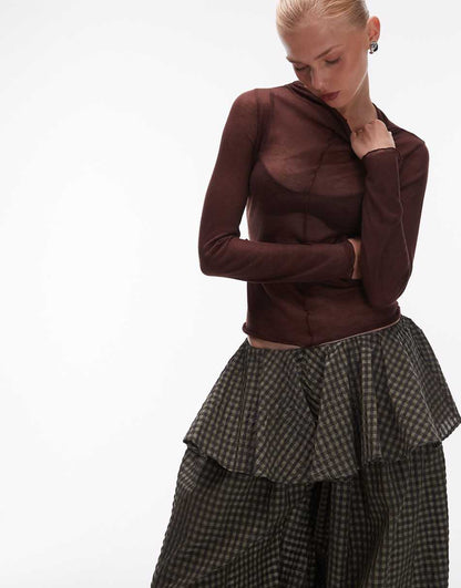 Plaid lantern pants with a skirt-like design