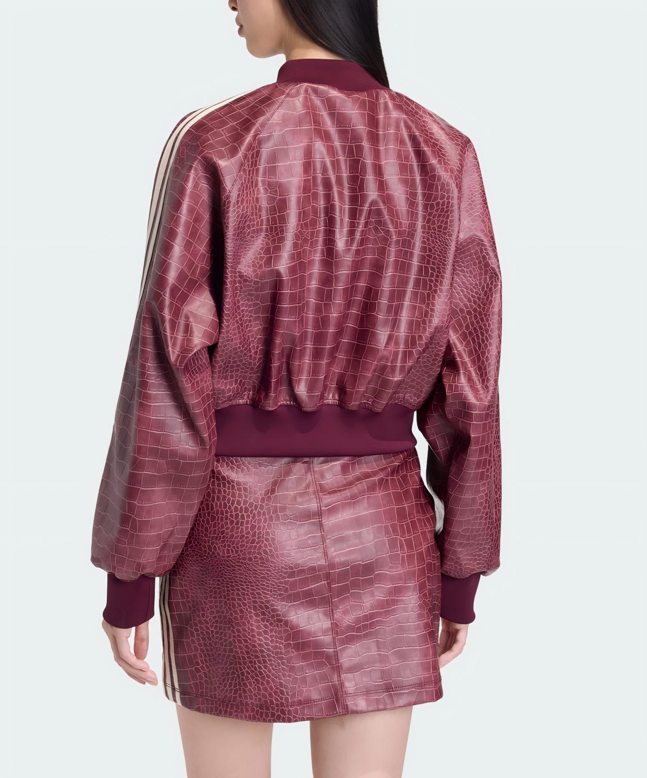 Faux leather jacket and skirt set
