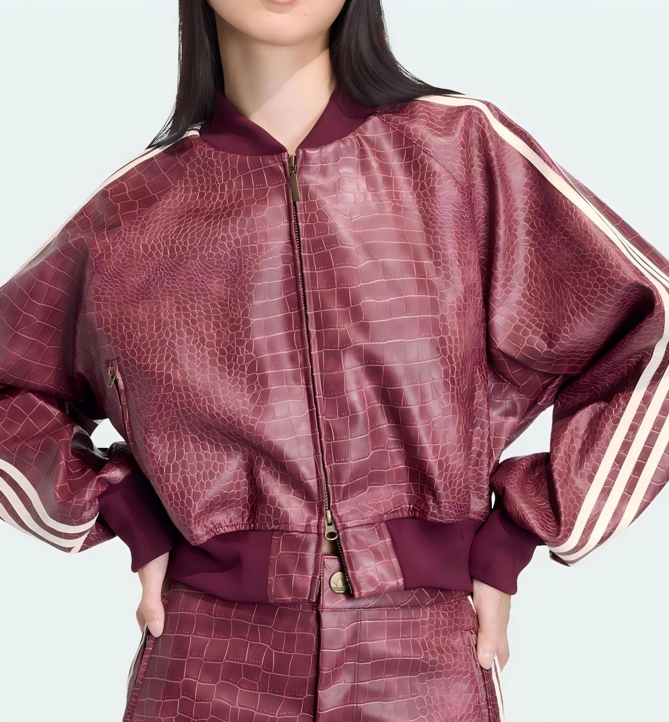 Faux leather jacket and skirt set