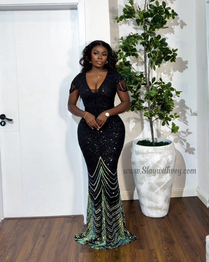 Korean style sequined evening dress