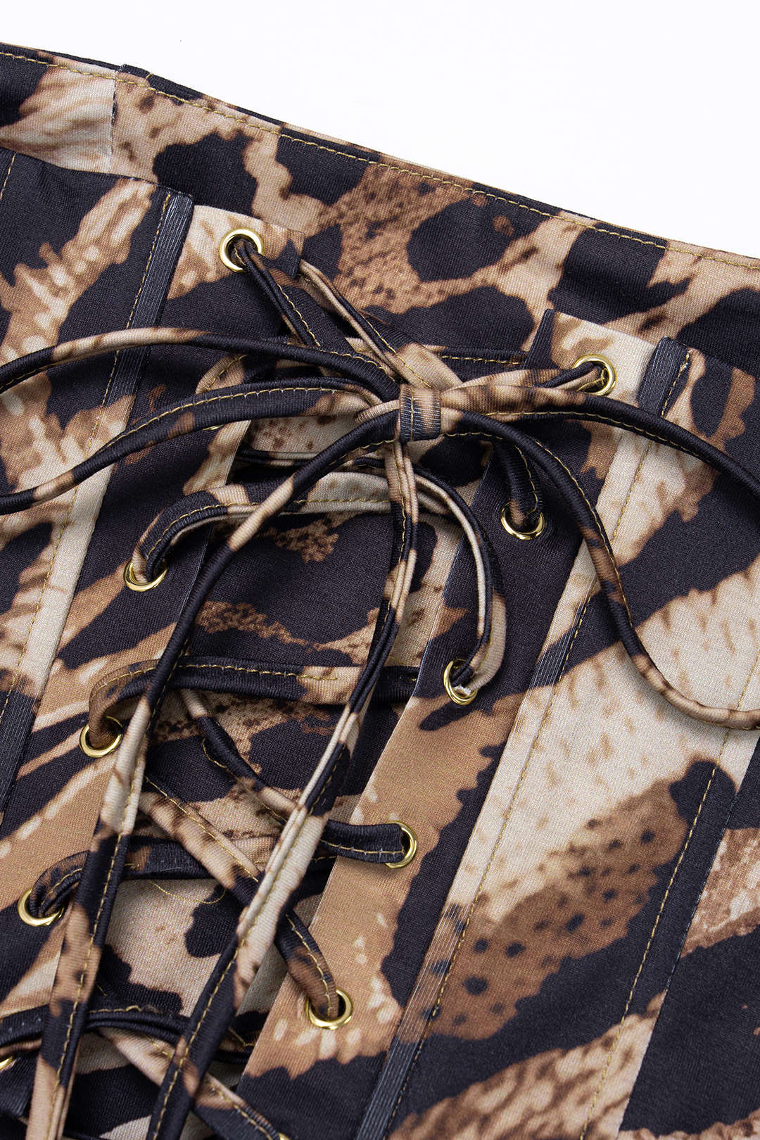 Leopard print sleeveless belted maxi dress with back tie