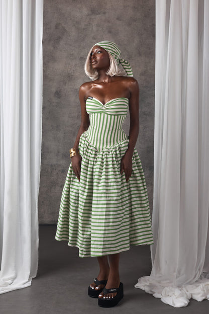 Strapless dress with a corset waist