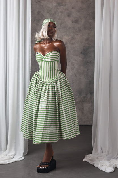 Strapless dress with a corset waist
