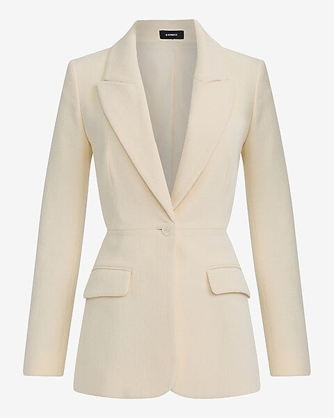 Textured Cutout Long Slim Blazer